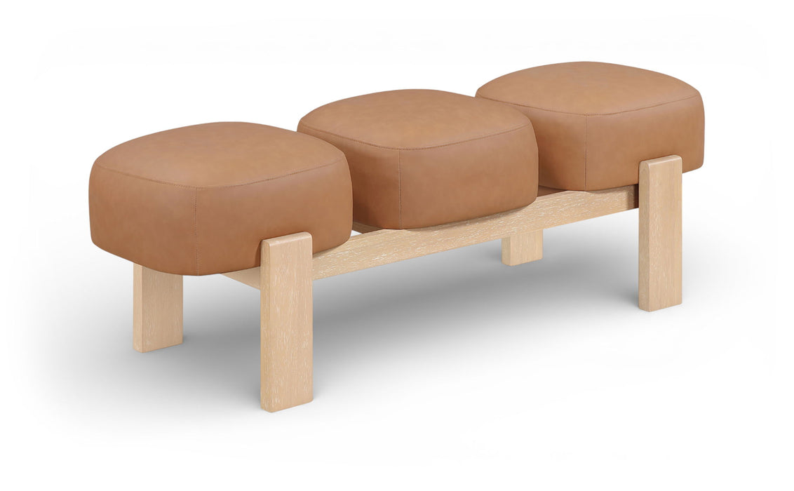 Woodcrest - Vegan Leather Upholstered Bench - Painted Natural Base