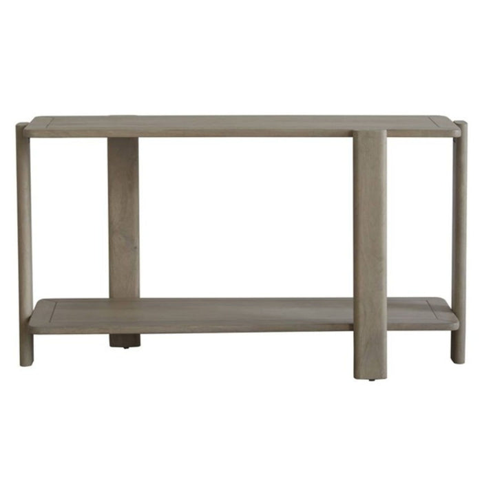 54" Solid Wood Distressed Console Table With Shelf - Natural