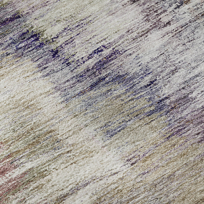 10' X 14' Abstract Washable Area Rug With UV Protection - Plum
