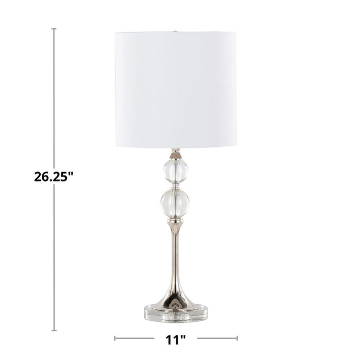 Clara - 26" Table Lamp (Set of 2) - Clear Crystal And Polished Nickel With White Linen Shade