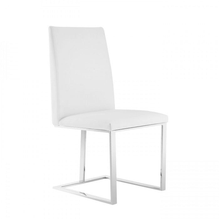 Modern Upholstered Faux Leather Dining Side Chair - White