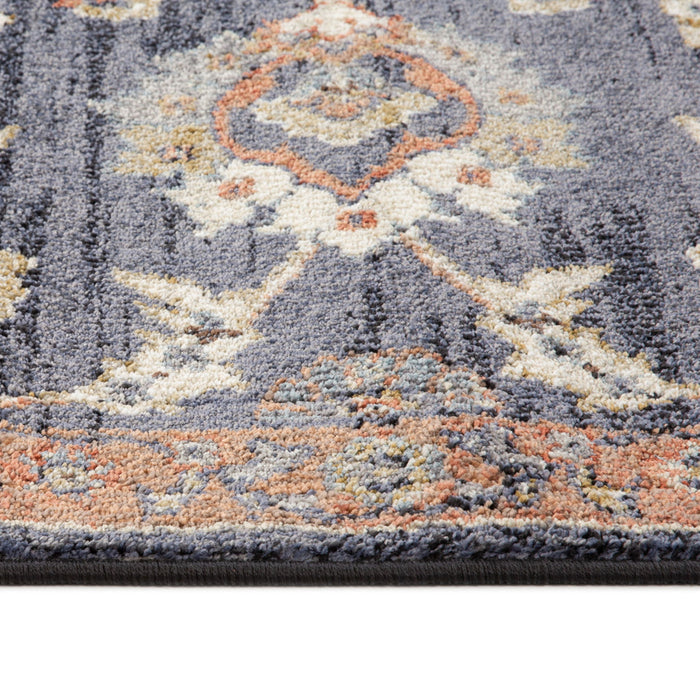 9.2' x 12.2' Floral Power Loom Area Rug - Ivory Navy And Orange