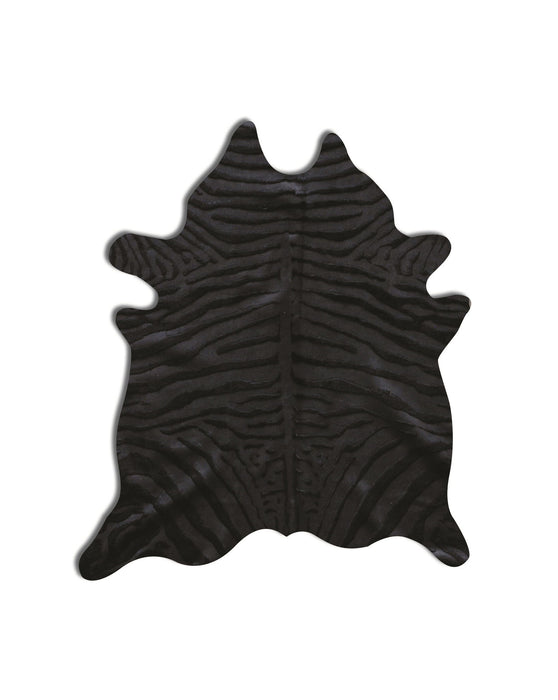 5' x 7' Hand Knotted Area Rug - Black Cowhide