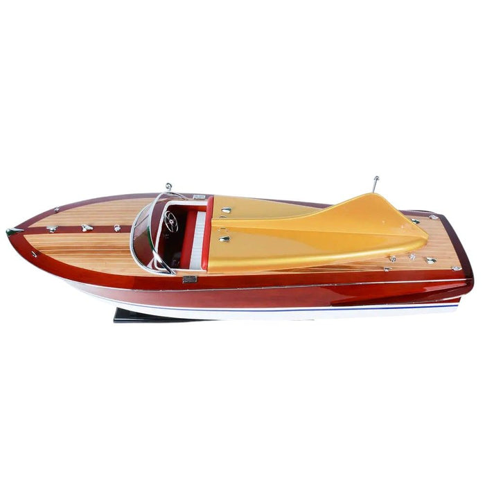 Hand Painted Model Boat Tabletop Sculpture (401941) - Brown
