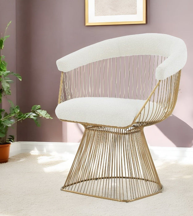 Fabric Steel Windsor Back Dining Arm Chair - White