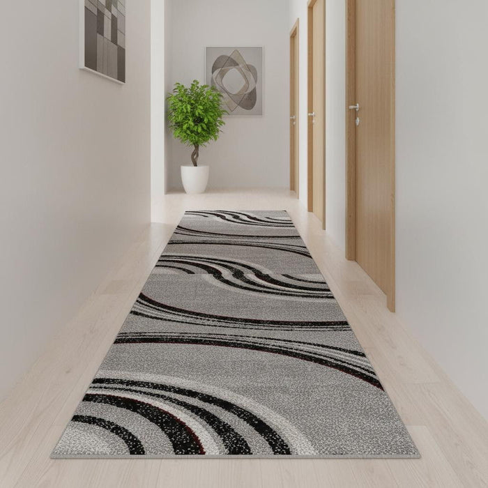 16' Abstract Runner Rug (610152) - Gray / Black
