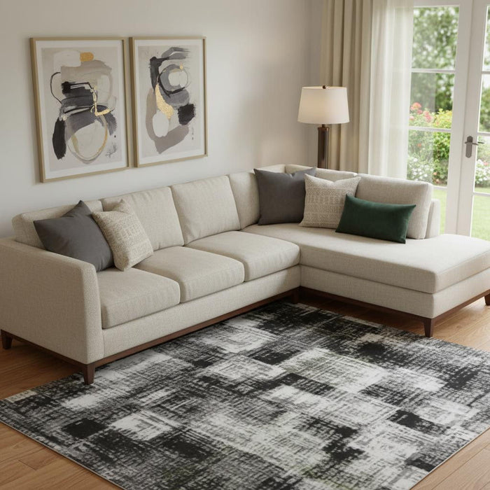 10' X 14' Striped Washable Area Rug With UV Protection (706825) - Blush / Gray