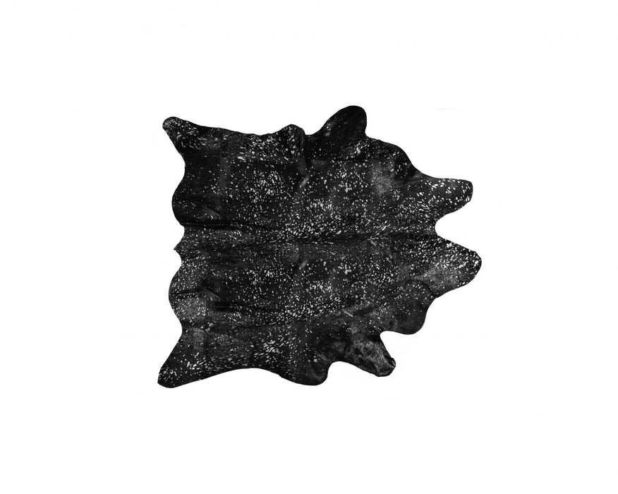 60" x 84" Cowhide - Area Rug - Black And Silver