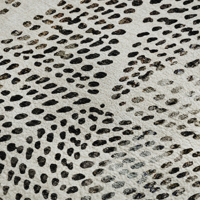 10' X 14' Diamond Washable Area Rug With UV Protection (650584) - Ivory / Charcoal