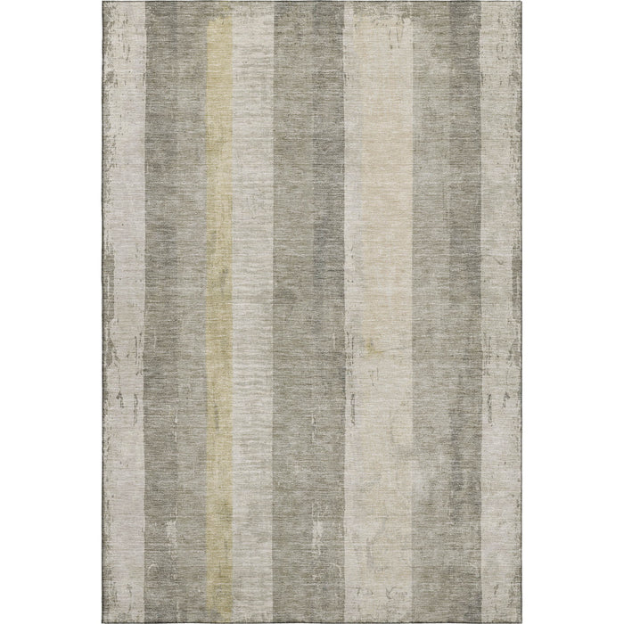 10' X 14' Striped Washable Area Rug With UV Protection (697302) - Taupe / Beige / Tan