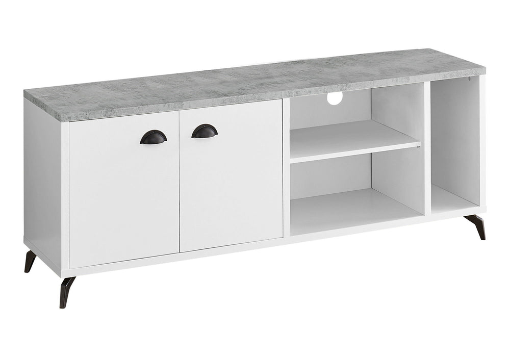 Cabinet Enclosed, Storage TV Stand - White