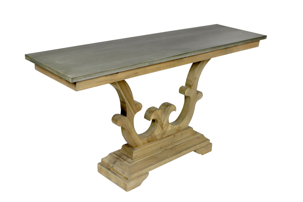 Zinc Distressed Trestle Console Table - Gray And Natural
