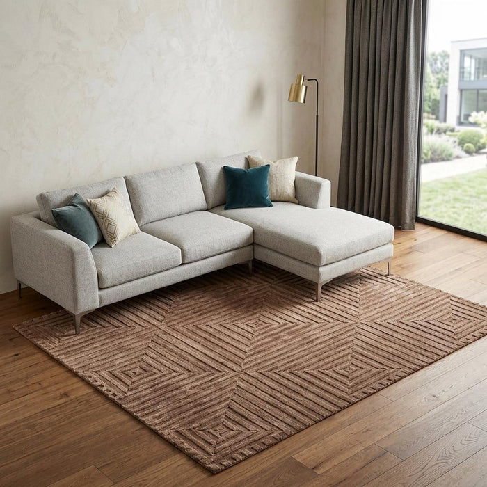 8' X 10' Wool Geometric Hand Knotted Area Rug (744238) - Orange / Brown
