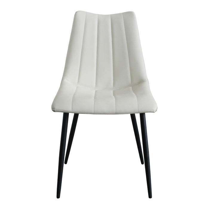 Upholstered Faux Leather Dining Side Chairs (Set of 2) - White / Black