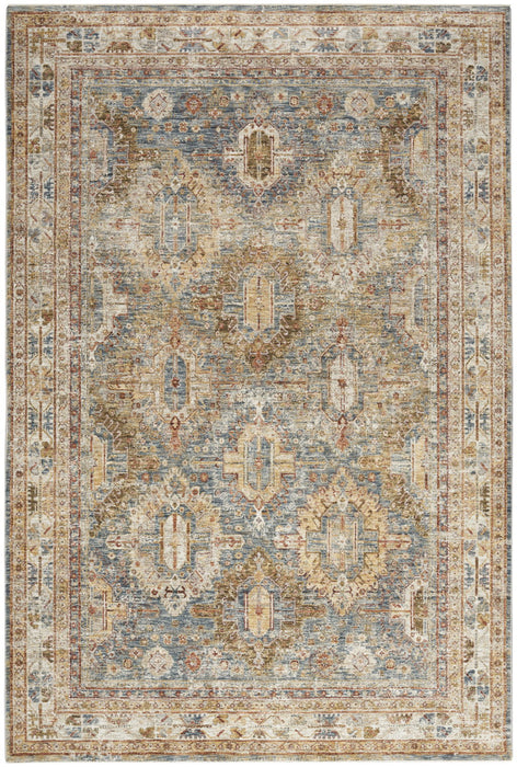 8' X 10' Geometric Distressed Area Rug (550812) - Navy Blue