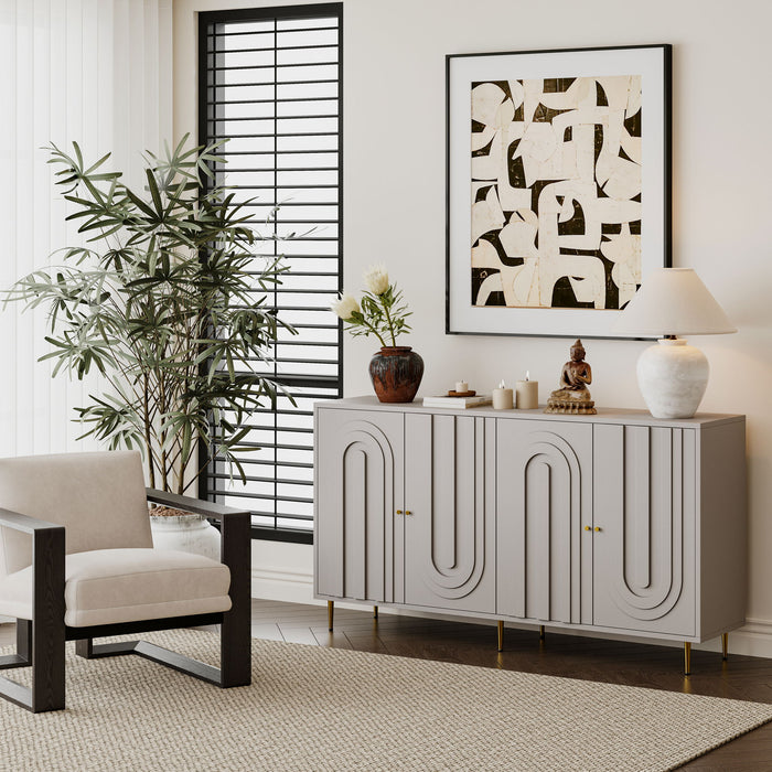 Giga modern lacquered 4-door sideboard cabinet with sleek design, ideal for living room, entryway, or dining room storage.