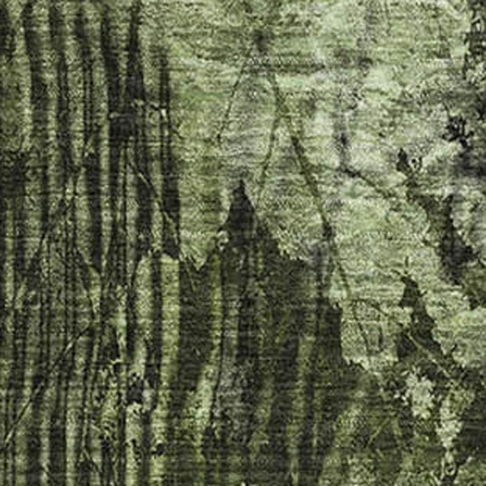 9' X 12' Floral Washable Area Rug With UV Protection (649071) - Green / Ivory