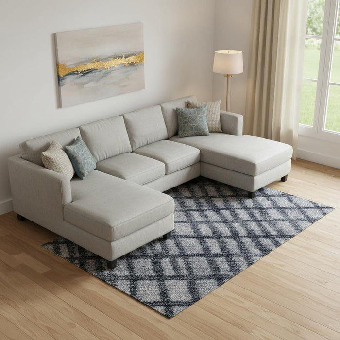 10' X 14' Geometric Washable Area Rug With UV Protection (705023) - Blue / Gray