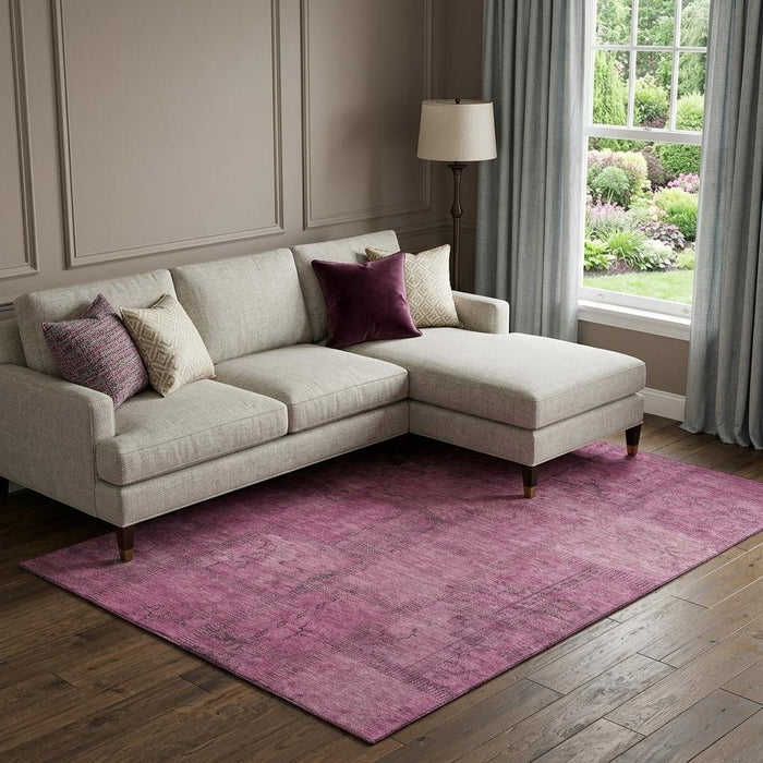 10' X 14' Patchwork Washable Area Rug With UV Protection (656136) - Blush / Gray