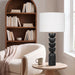 Marble and brass table lamp with linen textured fabric shade by Meridian Furniture, showcasing a stylish and modern design.