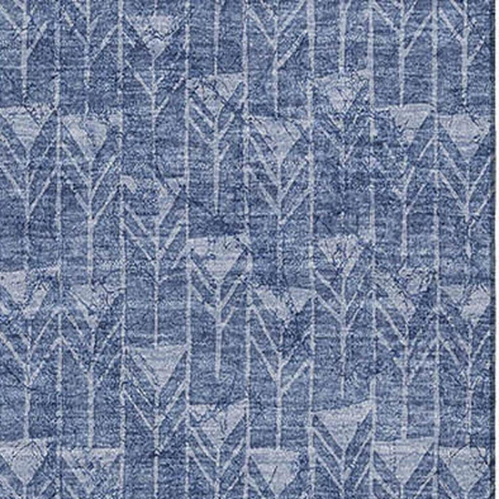 9' X 12' Geometric Washable Area Rug With UV Protection (647103) - Navy Blue / Ivory