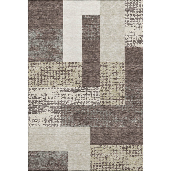 10' X 14' Geometric Washable Area Rug With UV Protection (674922) - Brown / Ivory / Beige