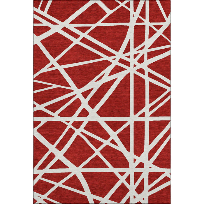 10' X 14' Geometric Washable Area Rug With UV Protection (681641) - Red / Ivory