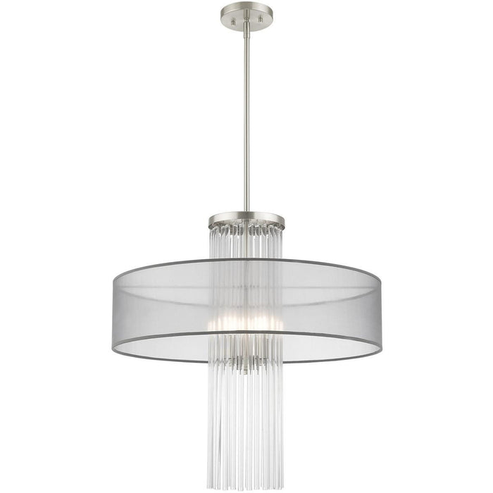 33'' Four-Light Dimmable Chandelier With Shades - Nickel