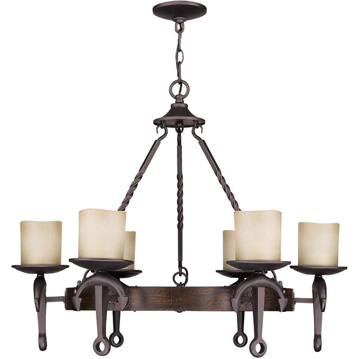 Six Light Resin Dimmable Chandelier With Shades - Bronze
