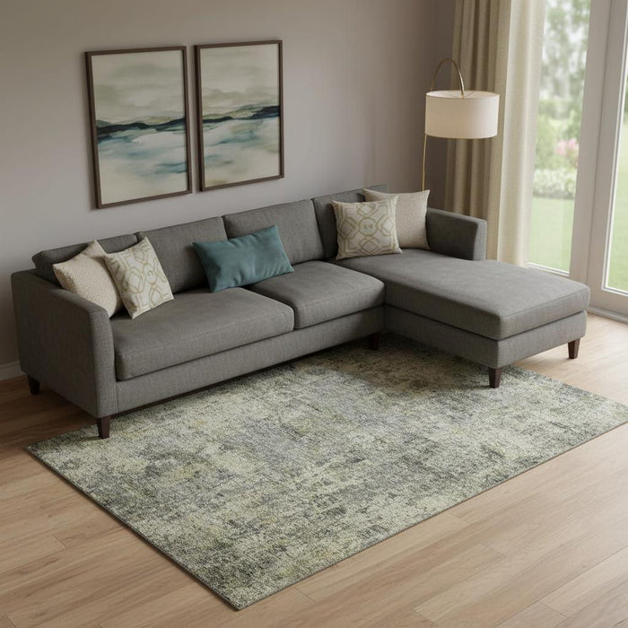 10' X 14' Abstract Washable Area Rug With UV Protection (716785) - Pewter / Beige
