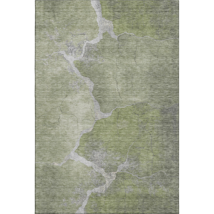 10' X 14' Abstract Washable Area Rug With UV Protection (707017) - Green / Gray
