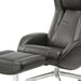 Black genuine leather tufted swivel recliner and matching ottoman by HomeRoots, featuring a plush, comfortable design.