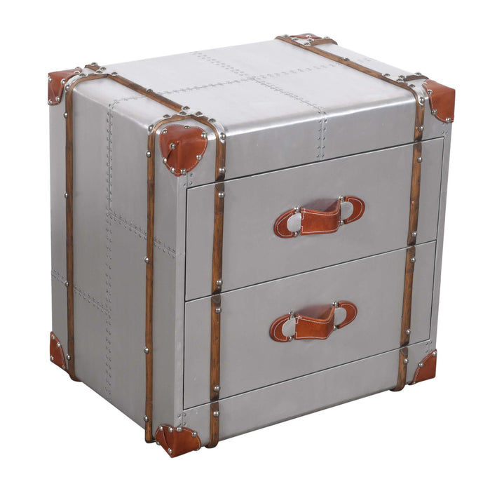 24" x 18" x 24" Two Drawer Nightstand - Silver