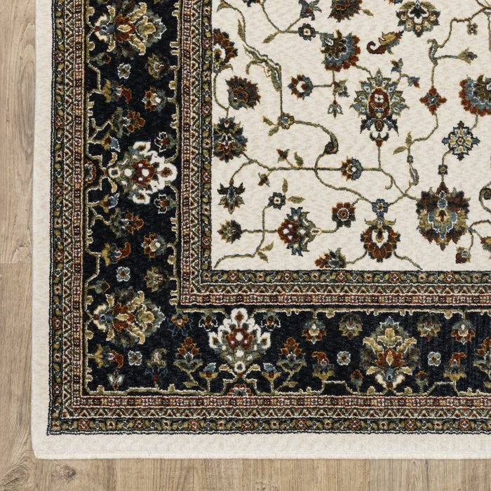 10' X 13' Oriental Area Rug With Fringe (574852) - Ivory / Brown