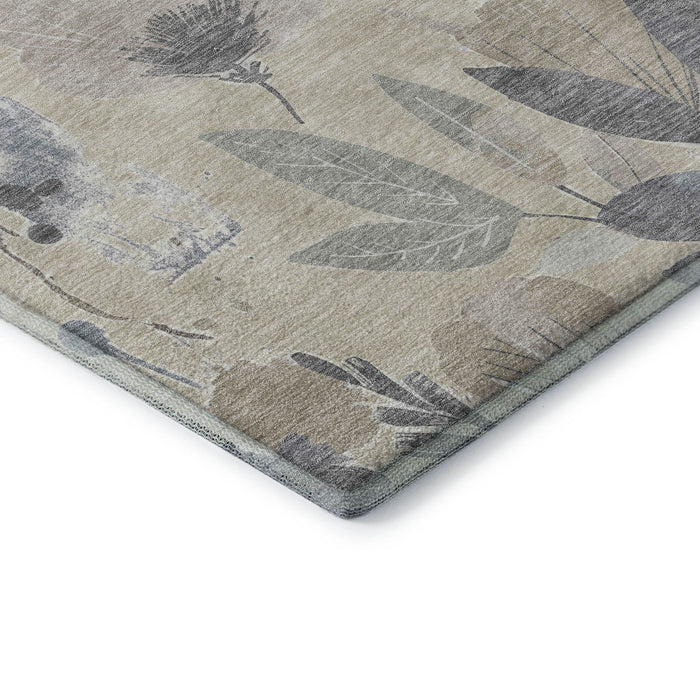 10' X 14' Floral Washable Area Rug With UV Protection (694358) - Beige / Gray / Ivory