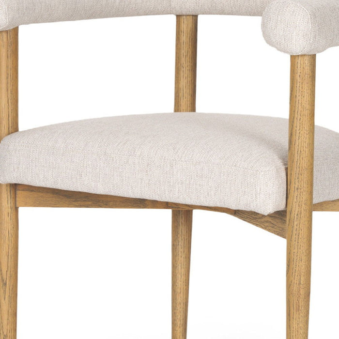 Upholstered Cushion Solid Wood Open Back Dining Arm Chair - Brown