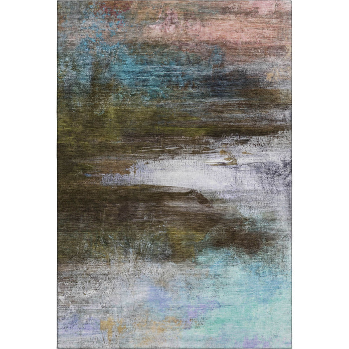 10' X 14' Abstract Washable Area Rug With UV Protection (714667) - Brown / Teal