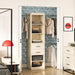 Giga Kelly ivory wardrobe with 5 shelves, 2 drawers, and 3 adjustable hanging rods for organized closet storage.