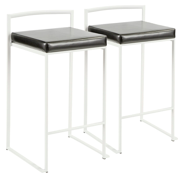 Fuji - Stackable Counter Stool - Faux Leather Cushion (Set of 2)