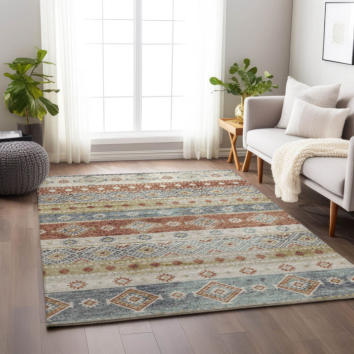 10' X 14' Tribal Washable Area Rug With UV Protection - Desert Sand