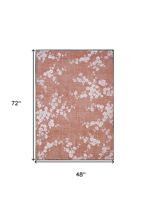 5' x 7' Oriental Non Skid Area Rug - Red And White