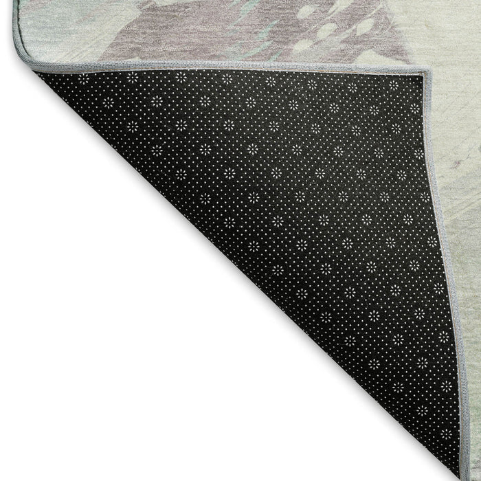 10' X 14' Abstract Washable Area Rug With UV Protection (694152) - Pale Aqua / Gray / Silver