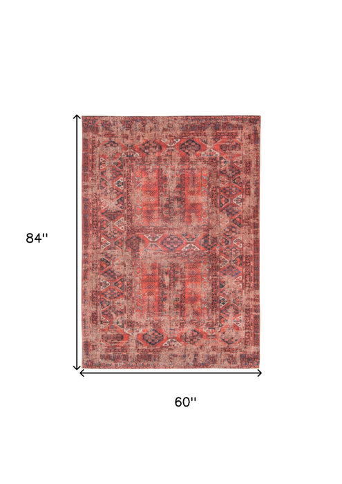 6' x 8' Oriental Non Skid Area Rug - Red