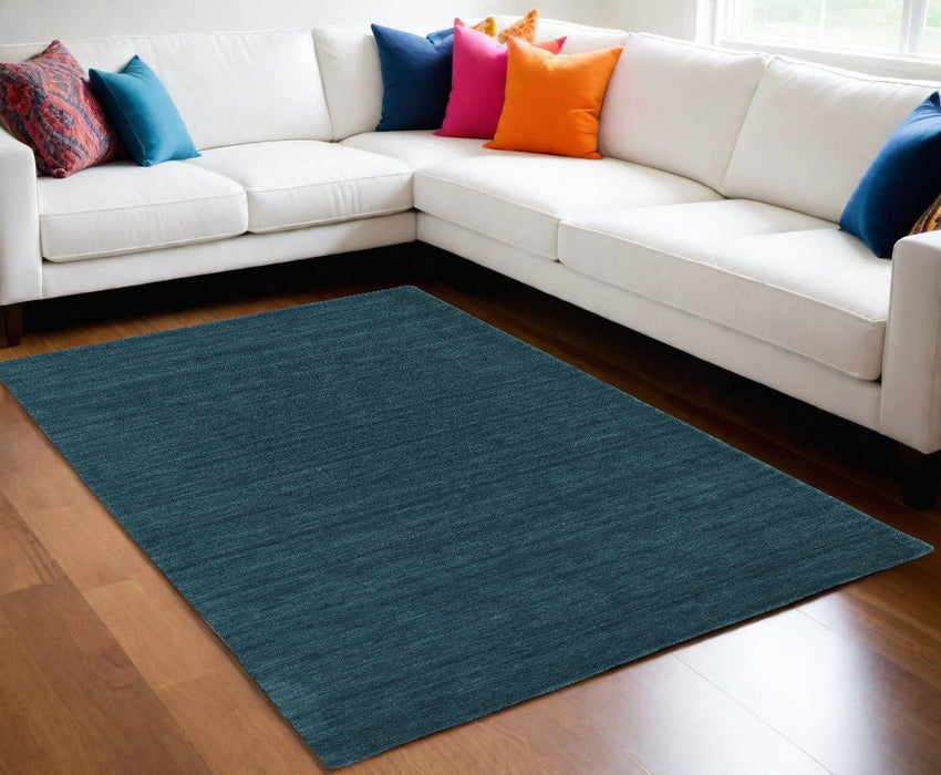 10' x 13' Wool Hand Woven Area Rug - Blue Green