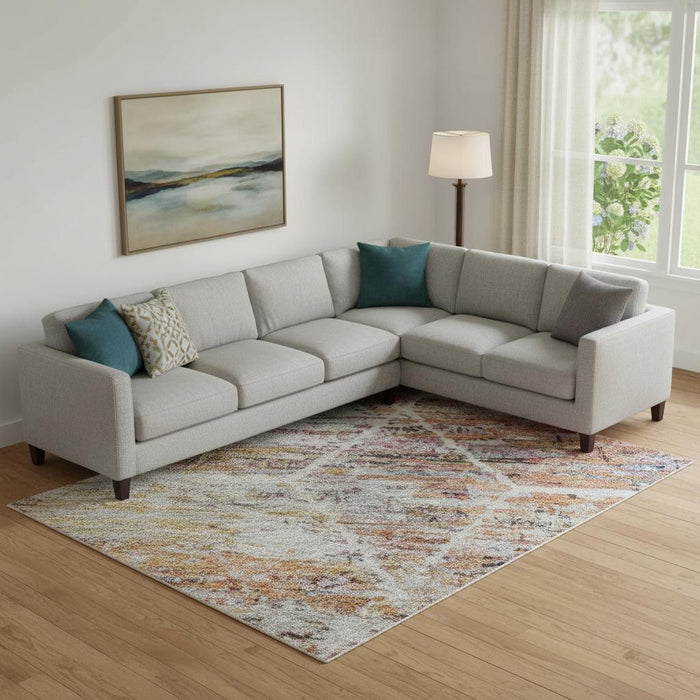 10' X 14' Geometric Washable Area Rug With UV Protection (699202) - Pink / Peach / Ivory