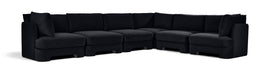 Meridian Furniture Hammond velvet performance fabric 6-piece corner sectional sofa with plush upholstery and modern design.