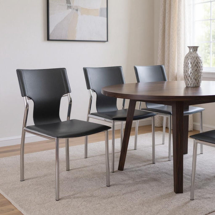 Leather Dining Side Chairs (Set of 4) - Gray / Silver