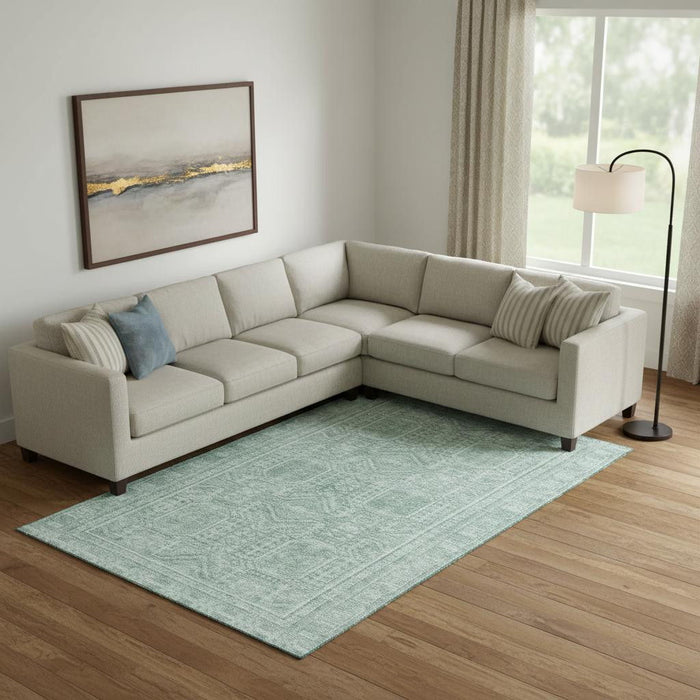 10' X 14' Geometric Washable Area Rug With UV Protection (708151) - Teal / Aqua
