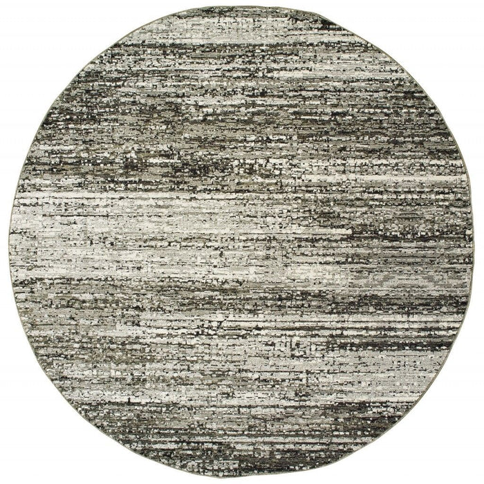 7' Round Abstract Area Rug - Ash And Slate
