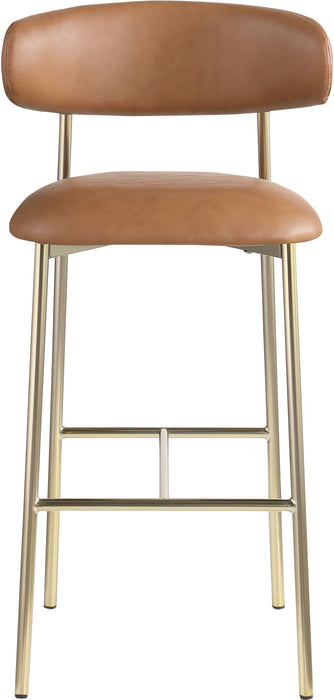 Lupita - Vegan Leather Upholstered Bar Stool With Brushed Gold Frame (Set of 2)